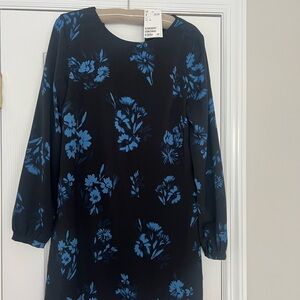 H&M Blue Sheath Dress with Bishop Sleeves